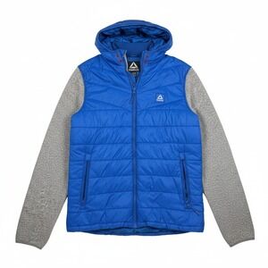 Reebok Boys XL 18/20 Blue Gray Hybrid Puffer Full Zip Hooded Jacket Coat